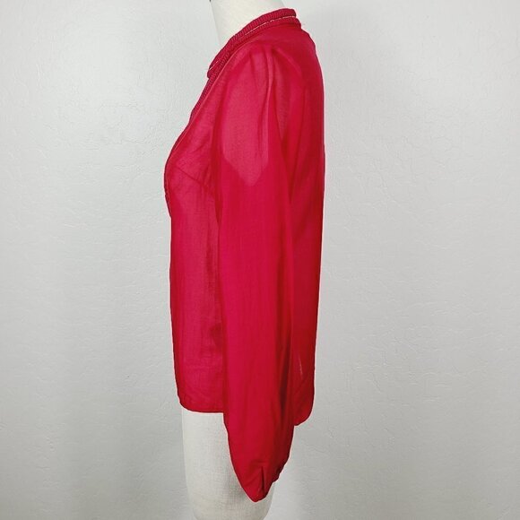 H&M Conscious Collection Top 2 Red Lightweight V-Neck Long Sleeve Popover - Picture 3 of 6